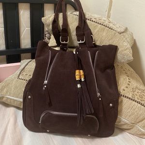 Brown bag with zippers